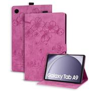 Succtopy Funda Samsung Galaxy Tab A9 8.7 Pulgadas 2023 SM-X110/X115 Ultra Slim PU Protectora Tableta Cover Galaxy Tab A9 2023 Carcasa con Función de Soporte Samsung Tab A9 8.7" Rosa roja