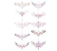 Succubus Temporary Tattoos For Women Wings Totem Fake Tattoo Art Lasting Tattoo Stickers Waterproof(10PCS 02)