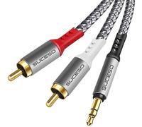 SUCESO Cable 3,5 mm jack a 2 RCA macho estéreo para radio de coche, altavoz, reproductor de MP3, TV, PC, teléfono móvil, cine en casa, tableta, amplificador, barra de sonido