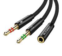SUCESO Cable Adaptador Jack Hembra 3.5mm a Jack Doble Macho para Auriculares, Auricular Micrófono Separadas Macho a Mic y Audio 3.5mm Hembra para PS4, Xbox One, Gaming Headset,PC o Laptop-35cm