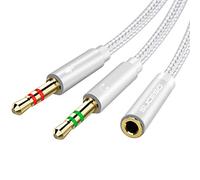 SUCESO Cable Adaptador Splitter Jack Hembra 3.5mm a Doble Macho (35CM) | Separador de Audio y Micrófono para Auriculares Compatible Con PS4 Xbox One Gaming Headset PC Laptop Speakers Mic EarPods