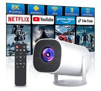 Sucetiho Mini proyector con WiFi y Bluetooth, proyector portátil de películas para exteriores compatible con 4K/8K con sistema Android, proyector inteligente para cine en casa, presentación de