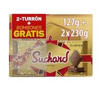 Suchard Combo Navideño, 2 Turrones de Chocolate con Leche y Arroz Inflado - 230 g + Caja de Bombones con 14 Unidades - 127 g