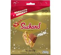 Suchard Mini Turrones de Chocolate con Arroz Inflado, Bolsa de 20 Mini Turrones, Sabor Navideño para Compartir y Disfrutar - 260 g