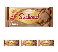 Suchard Tableta de Turrón de Chocolate con Leche con Almendras Enteras y Arroz Inflado 230g (Paquete de 4)