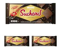 Suchard Tableta de Turrón de Chocolate Negro con Arroz Inflado 230g (Paquete de 3)