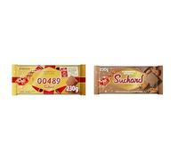 Suchard Turrón de Chocolate con Leche y Arroz Inflado, Tradicional Dulce Navideño - 230 g + Suchard Turrón de Chocolate con Leche, Almendras Enteras y Arroz Inflado - 230 g