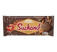 Suchard Turrón de Chocolate Negro con trozos de Almendra y Arroz Inflado, Sabor Intenso - 230 g