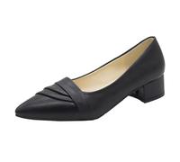 SUCHETA Tacón Medio Bombas Mujeres Tacones Puntiagudos Elegante Moda Arrugada Zapatos De Trabajo Bloque Adecuado Negocios Carrera Zapatos Commuter