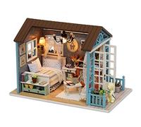 Suchinm DIY Cottage, Wooden DIY Cottage Miniature Furniture Kit House Toy con Luces LED Decoración del hogar cumpleaños para Madres para niños y niñas