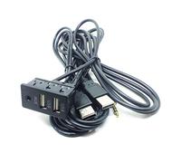 SUCHUANGUANG 1,5 M, Montaje Empotrado para salpicadero de Coche, Panel de Puerto AUX USB, Cable de extensión USB Doble, Adaptador, Cable de extensión, plástico Negro