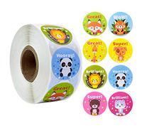 SUCHUANGUANG 500 Piezas/Rollo de Pegatinas de recompensa Animales Lindos Estudiantes Profesor estímulo Stickker Papel Pegatina de Dibujos Animados