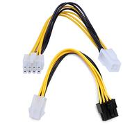 SUCHUANGUANG Cable Adaptador convertidor de Fuente de alimentación de Placa de CPU Macho de 4 Pines a Hembra de 8 Pines Amarillo Negro 20 cm/7,87 Pulgadas ABS