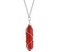 SUCHUANGUANG Collar de cornalina Colgante de ágata de Cristal Decoración de joyería Colgante Envoltura de Alambre Regalo para niñas y niños Plata
