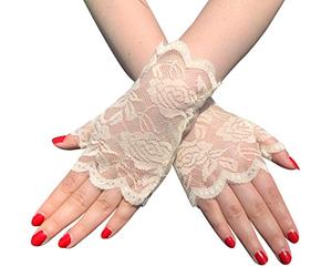 SUCHUANGUANG, Guantes sin Dedos de Encaje Floral de Verano para Mujer, protección Solar UV, Mitones de conducción, Mitones de protección Solar, 7 Encaje/Malla