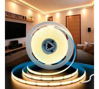 SUCIKORIO 2 Metros 12V COB Tira de Luces LED Habitacion Sin Transformador Tiras LED de Interior 8MM Blanco Cálido 3000K Fita Leds Strip Adhesiva Flexible 320LED/m Regulable para Dormitorio Decoración
