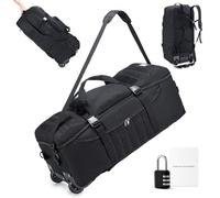 SUCIKORIO Bolsa de Viaje con Ruedas Impermeable 3 en 1 Militar Mochila Viaje Cabina Avion Bolso de Mano con Candado de Combinación 80L XL Bolsa de Equipaje Grande Tactica Maleta para Mujer Hombre