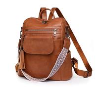 SUCIKORIO Cuero Mochila Pequeña Casual, Bolso Mochila Viaje Impermeable Cuero Mochilas Antirrobo Múltiples Bolsillos Regalos