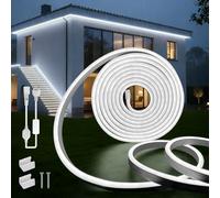 SUCIKORIO Neon Tira LED 10 metros, 220V Luces LED Habitacion Exterior 10m Impermeable IP65 Blanco Frío 6000K Leds Strip Lights Neón Flexible 120 LED/m con Enchufe