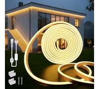 SUCIKORIO Neon Tira LED 5 metros, 220V Luces LED Habitacion Exterior 5m Impermeable IP65 Blanco Cálido 3000K Leds Strip Lights Neón Flexible 120 LED/m con Enchufe
