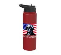 Suck it England Funny 4th Of July George Washington 1776 Stainless Steel Insulated Water Bottle