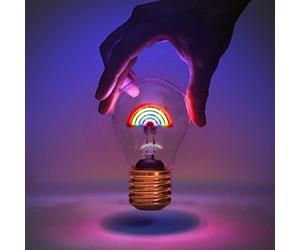 Suck UK Bombilla de arco iris, lámparas de mesa que funcionan con pilas, bombilla de batería recargable y luz USB inalámbrica, decoración estética de habitación y luces arcoíris para dormitorio,