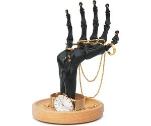 Suck UK Organizador de joyas | Soporte de anillo de esqueleto para decoración gótica de dormitorio | Soporte de joyería de Halloween o soporte para collar | Organizador de escritorio espeluznante y