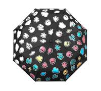 Suck UK Paraguas que cambia de color, paraguas con patrón meteorológico, paraguas para niños y niñas, paraguas compacto, resistente al viento, fuerte y plegable, para niños y viajes, Black, Small,