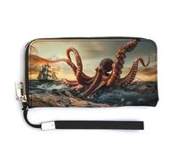 Suckers on The Day Octopus and Sailors Ship - Cartera de piel con correa para la muñeca para hombres y mujeres, Estilo:, 20.0*10.5cm