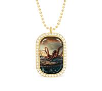 Suckers on The Day Octopus And Sailors Ship - Collar de cadena ajustable para mujer, colgante de cadena de joyería para viajes y fiestas, talla única, Metal