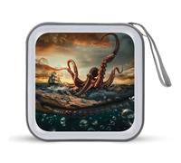Suckers on The Day Octopus and Sailors Ship - Funda para CD portátil con capacidad para 40 DVD, organizador de almacenamiento para viajes en coche, Estilo:, Talla única