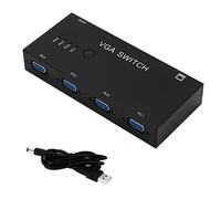 Suckoo Conmutador de video VGA de 4 vías 4 en 1 salida 1 en 4 salidas bidireccional interconvertible HD Video Sharer Ancho de banda 500Mhz host de computadora VGA Monitor de TV externo Selector de