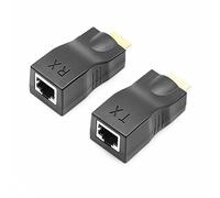 Suckoo RJ45 Red HD Extensor Repetidor 30m 4K30HZ 1920x1080P Compatible Ordenador Host Laptop Tarjeta Gráfica Conexión TX Transmisor Externo HDMI Monitor TV Proyector RX Receptor 1 Par Uso Negro