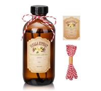 Suclain 4 botellas de extracto de vainilla de 8 onzas, botellas redondas de vidrio Boston ámbar para extracto de vainilla casero y extracto de vainilla para jarabe, regalo de alimentos, juego de