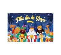 Sucritude Feliz Día de Reyes Estandarte - 1.8x1.5 m Decoración Navideña - Telón De Fondo Festivo para Fotomatón | para Iglesia Navidad Hogar Oficina Tienda Fiesta Escaparate Sala Dormitorio Aula