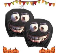 Sucritude Funda para Reposacabezas de Coche - 1 Par Protector Decoración Cabecera Auto,Elásticas Interior Vehículo Halloween Conductor Acompañante Hombre Mujer