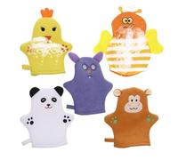 Sucritude Guantes para el Baño - 5 Piezas Con Forma De Fruta 3D Espumoso Reutilizable Red,Paños para Niños Pequeños | Para Bebé Niño Niña y Adulto Cuerpo y Baño Hogar en Interiores