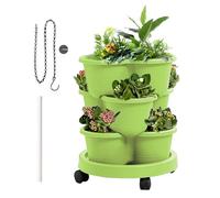 Sucritude Jardín Vertical | Maceta para Verduras - Torre de Macetas de 3 Niveles con Ruedas Removibles para Verduras Flores Fresas Cocina Interior Exterior Balcón y Patio