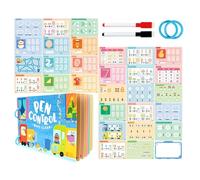 Sucritude Tarjetas De Control del Lápiz para Escritura,Juguete Borrable De Aprendizaje Temprano - Tarjetas De Escritura Y Control del Lápiz para Niños - para Niños De 2 A 6 Años