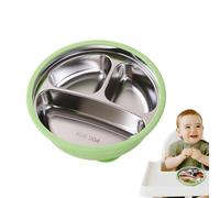 Suction Bowl - 16x16cm Stainless Steel Plate, Secure Non-Tip Feeding Dish, Durable Silicone Grip | Outdoor Picnic Camping Kindergarten Home Dining Snack Mealtime Kid Care Portable Plate T