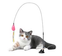 Suction Cup Cat Toy, Interactive Teaser Wand Game, Cat Play Toy With Suction Base | Indoor Pet Activity Trainer, Boredom Relief Exercise Toys For Home Living Room Apartment Corner Play Area Alone Time