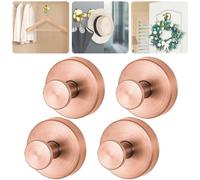 Suction Cup Hooks for Wreaths on Glass, Sturdy Wreath Hook Heavy Duty, Hanging up to 15 lbs, Waterproof & Rustproof No-Drill Hanger for Glass Door, Wood Door, Front Door, Windows (4pcs,Rose Gold)