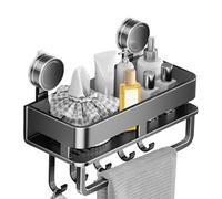 Suction Cup Shelf, Wall Mounted Seasoning Rack, Storage Organizer Hooks, Strong Adhesive Hold, Removable Reusable Design, Perfect for Kitchen Tile Glass Metal Marble, Pantry Living Room RV Camping