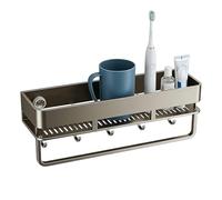 Suction Cup Shower Shelf, No-Drill Storage Organizer with Hooks, Durable Suction Cup Shower Rack for Bathroom, Kitchen, RV, Toilet, Home, Apartment, Space-Saving Wall Mounted Shelf for Toiletries