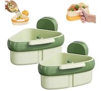 Suction Cup Sink Corner Rack, Food Waste Catcher for Sink, Corner Sinks Strainer, Triangular Sinks Basket Shelf with Suction Cup Sucker, Corners Hanging, for Kitchen Bathroom Dishwares (2pcsGreen)