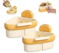 Suction Cup Sink Corner Rack, Food Waste Catcher for Sink, Corner Sinks Strainer, Triangular Sinks Basket Shelf with Suction Cup Sucker, Corners Hanging, for Kitchen Bathroom Dishwares (2pcsYellow)