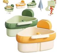 Suction Cup Sink Corner Rack, Kitchen Sink Strainer Basket, One-Press Dumping Sink Food Catcher,Corner Sink Drain Strainer for Food Waste,Anti-Clog Triangle Storage Rack (2Pcs-A)