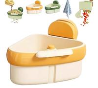 Suction Cup Sink Corner Rack, Kitchen Sink Strainer Basket, One-Press Dumping Sink Food Catcher,Corner Sink Drain Strainer for Food Waste,Anti-Clog Triangle Storage Rack (Yellow)