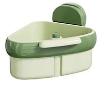 Suction Cup Sink Strainer Basket,Corner Sink Waste Catcher, Self-Cleaning Triangular Drain Rack, Press & Automatic Dumping Food Waste Storage for Kitchen (Verde 1PCS)