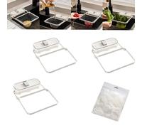 Suction Cup Sink Strainer, Kitchen Sink Garbage Filter Rack Suction Cup, Sink Drain Strainer Basket for Food Waste, Residue Filter with 50 Filter Mesh Bags (White 3Pcs)